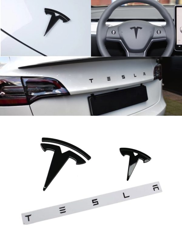 Tesla text plus logo emblem paket (3-pack) - Model 3/Y