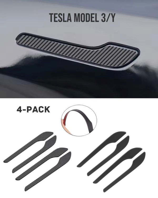 4-pack Tesla dörrhandtagsskydd till Model 3/Y - (Svart/Kolfiber)