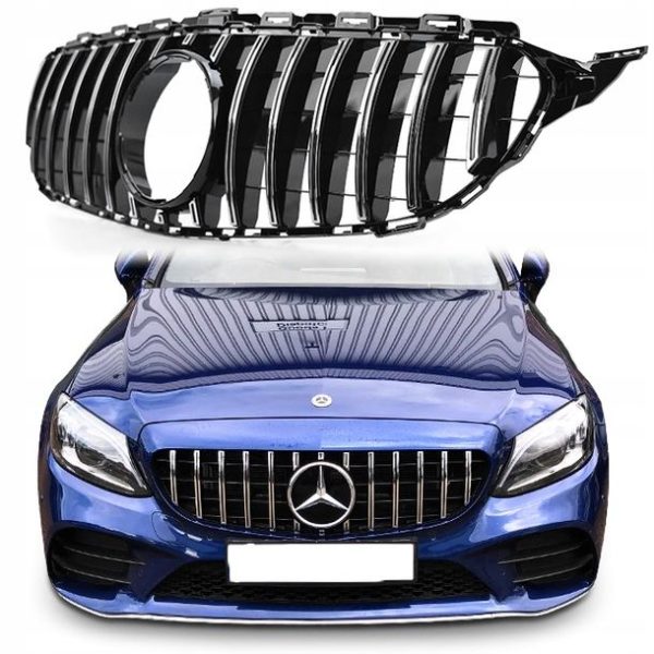 Mercedes GT-grill AMG look panamerican C-klass W205 14-18 (Svart/Krom) - Bild 3