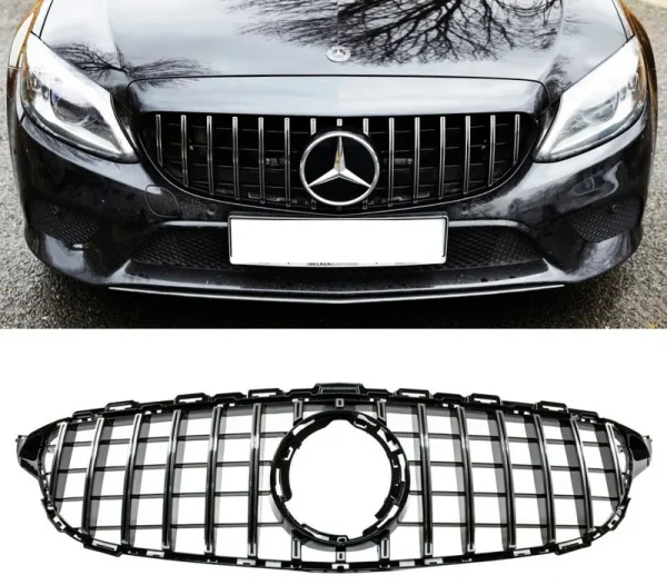 Mercedes GT-grill AMG look panamerican C-klass W205 14-18 (Svart/Krom) - Bild 4