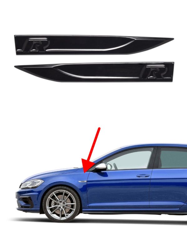 Volkswagen R emblem till skrämar 2-pack helsvart