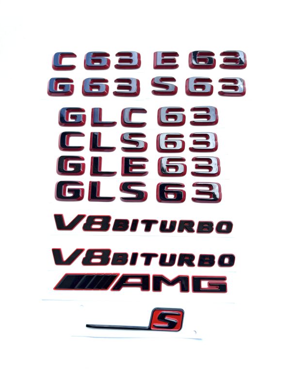 Exklusiva Mercedes AMG Svart/Röda emblem (15+ modeller)