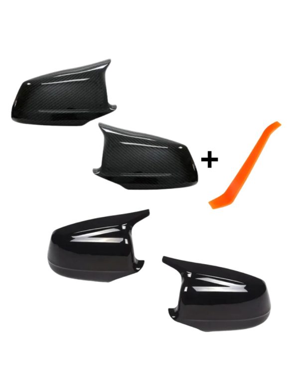 BMW F10/F11/F07 2010-2013 spegelkåpor "M look" (Blank svart/Kolfiber)