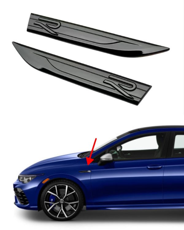 Volkswagen R emblem till skärmar 2-pack helsvart nya modellen