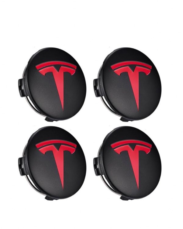 Tesla centrumkåpor 4-pack Röd/Svart 57mm