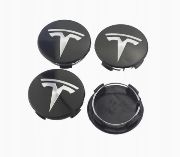 Tesla Centrumkåpor 4-pack Svart/Silver 57mm