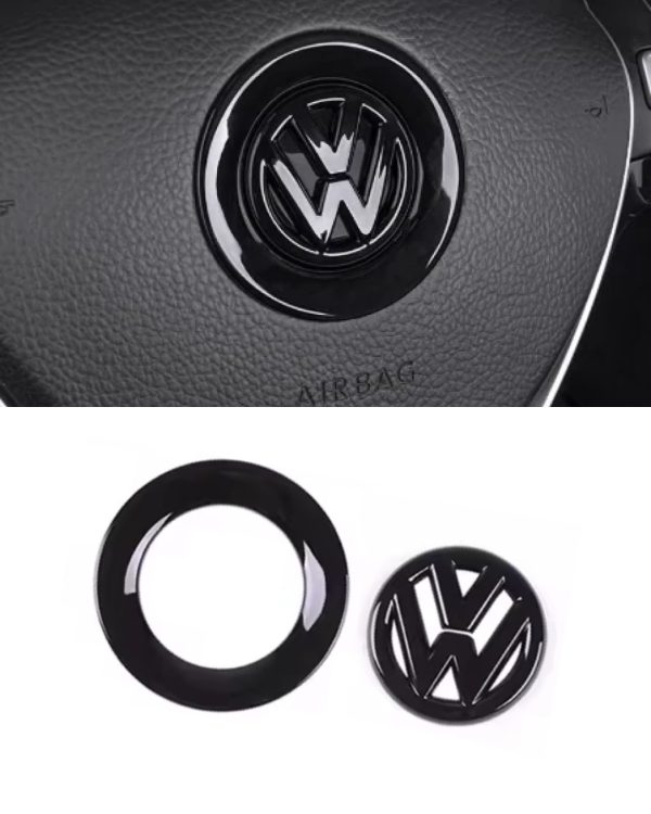 Svart VW ratt emblem svart/"kolfiber" - Passar flera modeller - Bild 4
