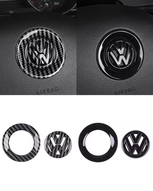 Svart VW ratt emblem svart/"kolfiber" - Passar flera modeller