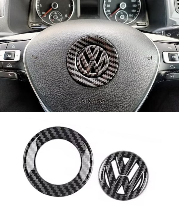 Svart VW ratt emblem svart/"kolfiber" - Passar flera modeller - Bild 5