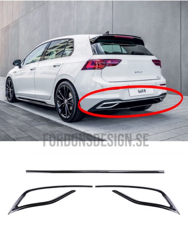 Volkswagen Golf MK8 bakre diffusor/stötfångar kåpa - Svart