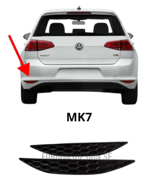 Volkswagen Golf MK7/MK7.5 2-pack reflex överlägg i svart hexagon - Bild 2