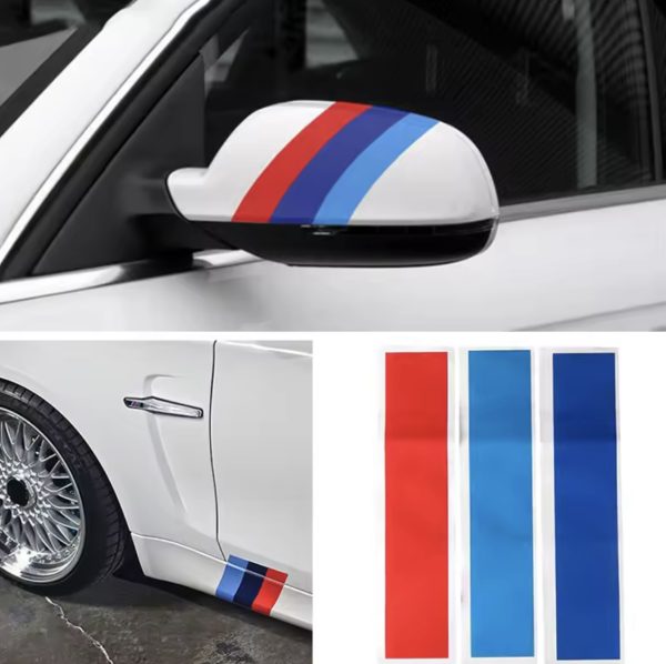 BMW M färger tricolor vinyl 3-pack till interiör/exteriör - Bild 2