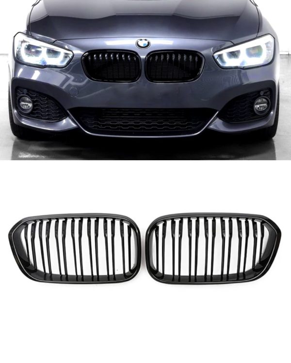 BMW F20 1-serie svart grill/njurar dubbelribbad