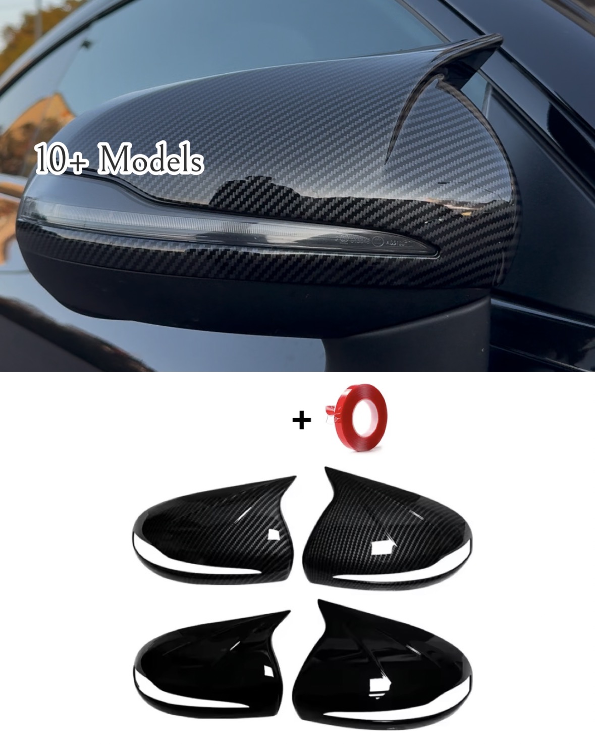 Mercedes Batman spegelkåpor i blanksvart/"kolfiber" - Passar flera modeller 1 Mercedes Batman spegelkåpor i blanksvart/"kolfiber" - Passar flera modeller