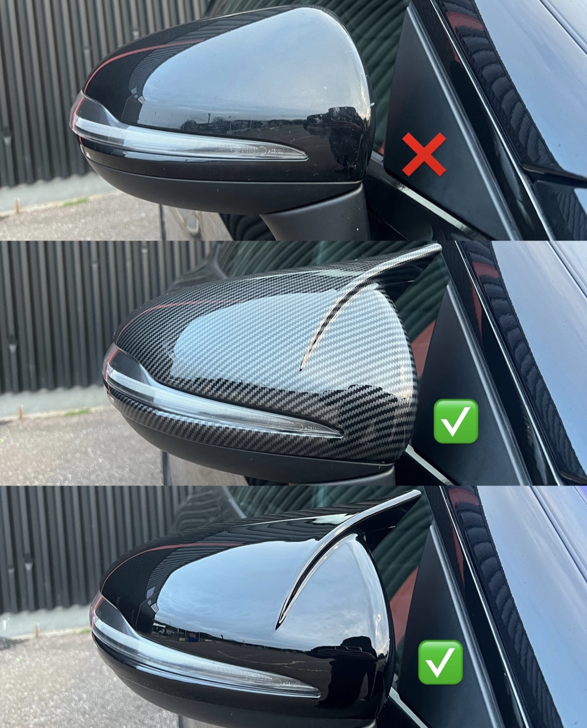 Mercedes Batman spegelkåpor i blanksvart/"kolfiber" - Passar flera modeller 6 Mercedes Batman spegelkåpor i blanksvart/"kolfiber" - Passar flera modeller - Bild 6