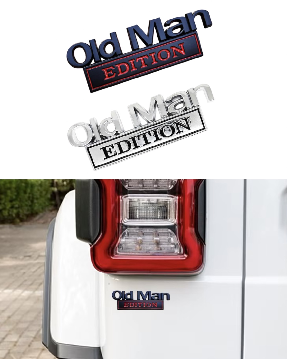 thumbnail image 2 of Car Emblems Old Man Edition Car Emblem - 3D Metal Badge (2-Pack) Zinc Car Decals 2 of 12