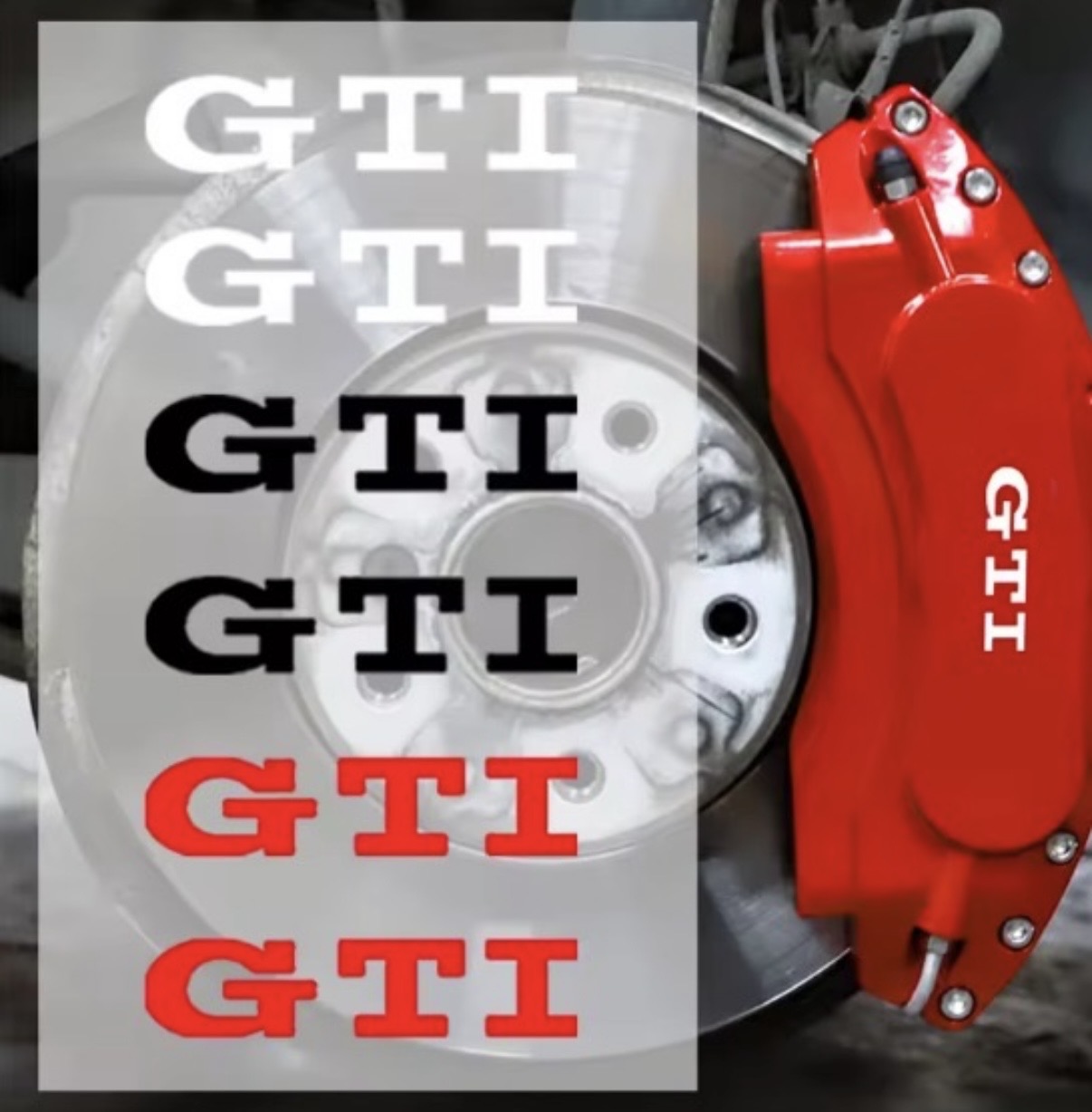 6-pack bromsdekaler till bromsok i svart/vit – GTI 1 6-pack bromsdekaler till bromsok i svart/vit – GTI