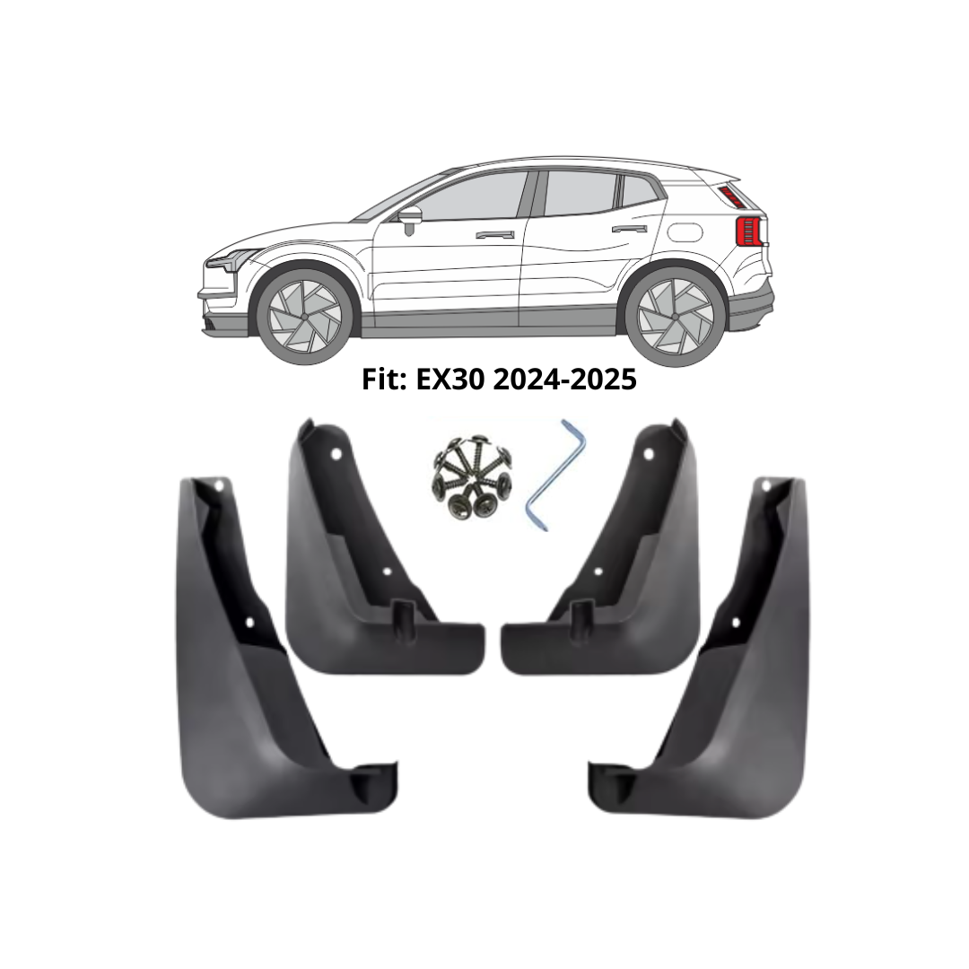 Passande EX30 Stänkskydd/Mudflaps 4-pack – Passar 2024-2025 1 Passande EX30 Stänkskydd/Mudflaps 4-pack – Passar 2024-2025