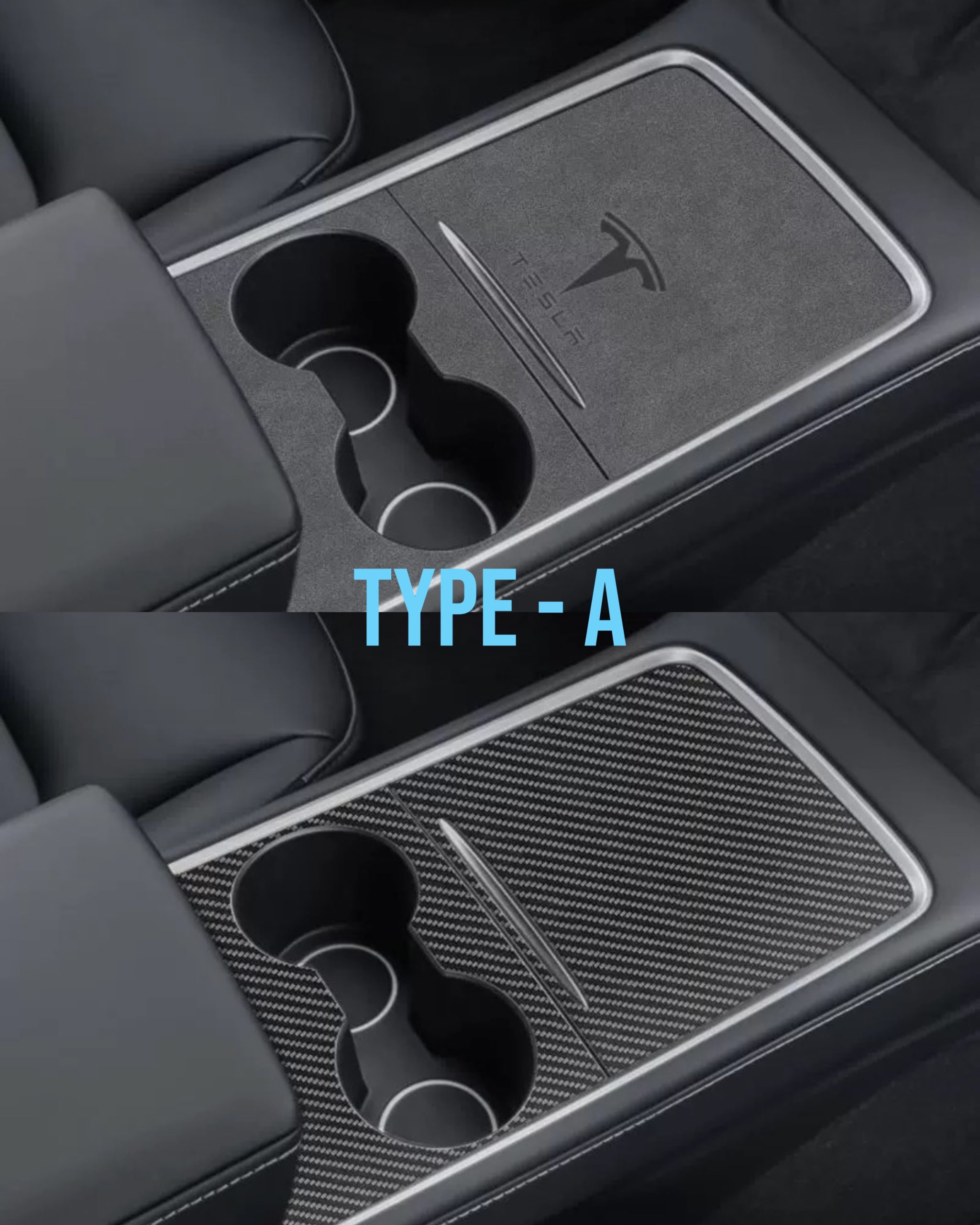 Färdigskuren vinyl passande Tesla model 3/Y – Mittkonsol skydd i "Alcantara" & "Kolfiber" 12 Färdigskuren vinyl passande Tesla model 3/Y – Mittkonsol skydd i "Alcantara" & "Kolfiber" - Bild 12