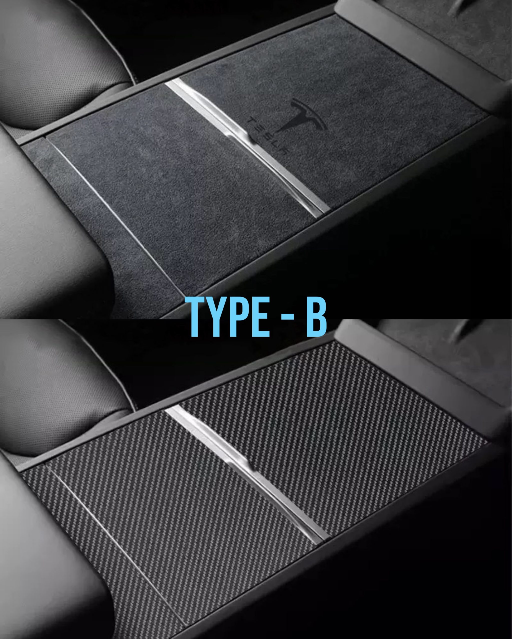 Färdigskuren vinyl passande Tesla model 3/Y – Mittkonsol skydd i "Alcantara" & "Kolfiber" 11 Färdigskuren vinyl passande Tesla model 3/Y – Mittkonsol skydd i "Alcantara" & "Kolfiber" - Bild 11