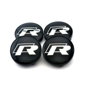 4-pack Volkswagen R centrumkåpor i Svart 65mm