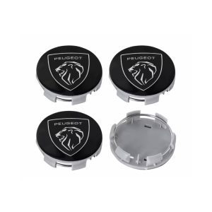 4-pack Peugeot nya modellen centrumkåpor i Svart 60mm