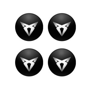 4-pack Cupra centrumkåpor i Svart/Silver 60/65/68mm