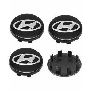 4-pack Hyundai centrumkåpor i Svart 60/65/68mm