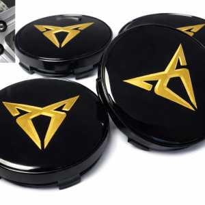 4-pack Cupra centrumkåpor i Svart/guld 60/65/68mm