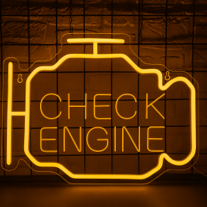 LED Neon Skylt – Check engine (motorlampa) (33x27cm) till garage/hem/kontor