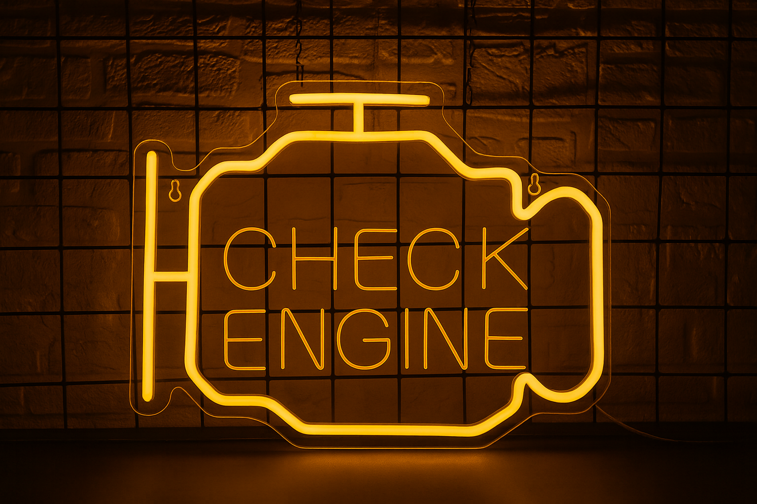 LED Neon Skylt – Check engine (motorlampa) (33x27cm) till garage/hem/kontor 1 LED Neon Skylt – Check engine (motorlampa) (33x27cm) till garage/hem/kontor