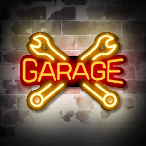 LED Neon Skylt – GARAGE röd/orange (37x28cm) till garage/hem/kontor