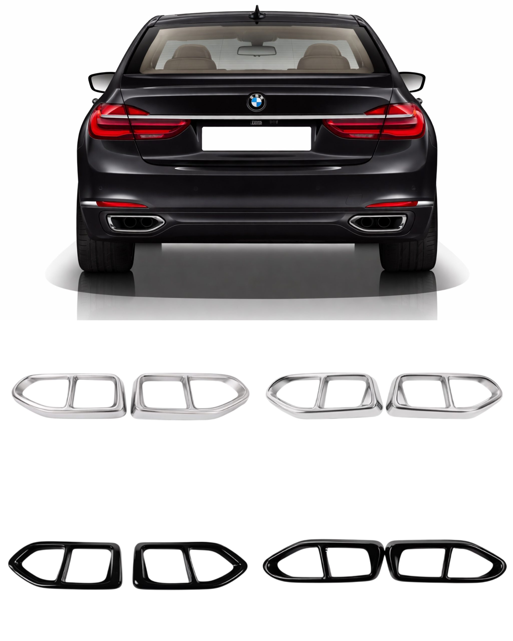 BMW 7-serie 16-18 Ändrör/Slutrör (Avgaskåpa) – Svart & Krom 1 BMW 7-serie 16-18 Ändrör/Slutrör (Avgaskåpa) – Svart & Krom