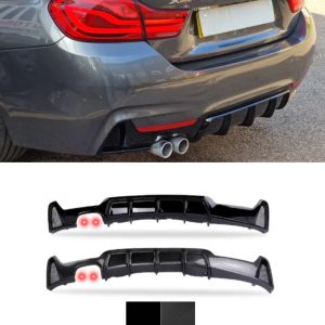 Diffuser BMW 4-serie F32 F33 F36 - Blanksvart/"Kolfiber" (Dubbel rör)