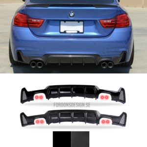 Diffuser BMW 4-serie F32 F33 F36 - Blanksvart/"Kolfiber" (Quad pipe)