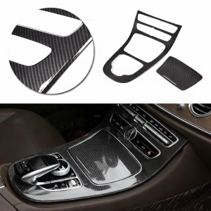 ”Kolfiber” Mittkonsol Överlägg för Mercedes Benz E-klass W213 (2017-2020) – Komplett Kit inkl. Lock