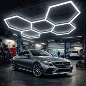 Hexagon LED beslysning – 192 W, 24 lysrör, 6500 K kallvitt ljus, utbyggbart system