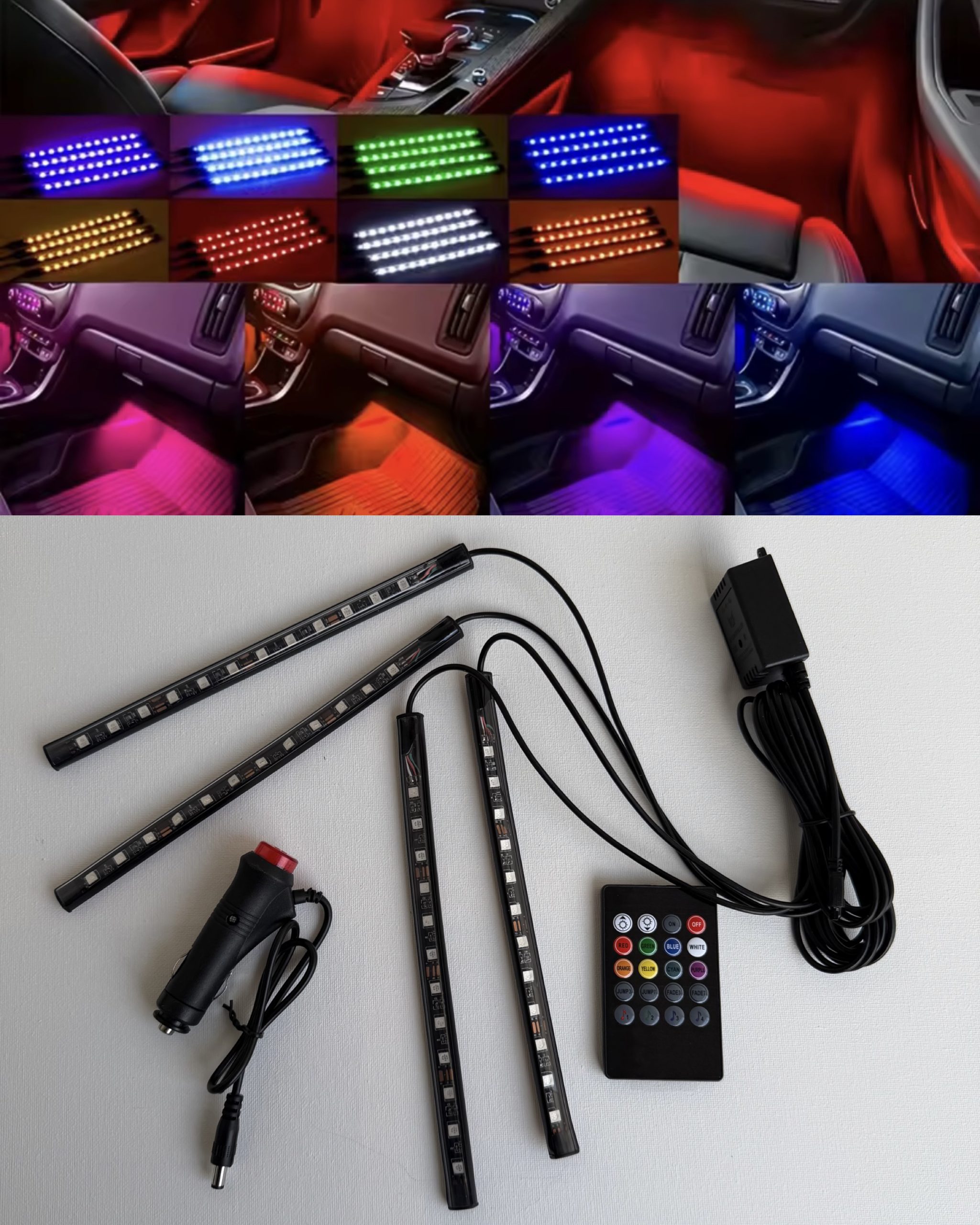 LED Ambient Light Kit för Bil – 8 Färger | Universell Passform 1 LED Ambient Light Kit för Bil – 8 Färger | Universell Passform