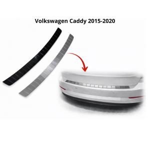 Hem 7 Bakre Stötfångarskydd/Lastskydd i Rostfritt Stål (Svart/Silverkrom) – Passande Volkswagen Caddy 2015-2020