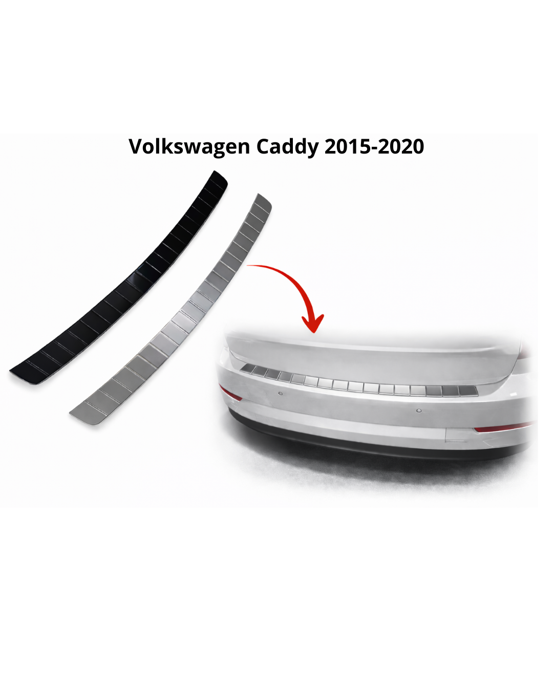 Bakre Stötfångarskydd/Lastskydd i Rostfritt Stål (Svart/Silverkrom) – Passande Volkswagen Caddy 2015-2020 1 Bakre Stötfångarskydd/Lastskydd i Rostfritt Stål (Svart/Silverkrom) – Passande Volkswagen Caddy 2015-2020