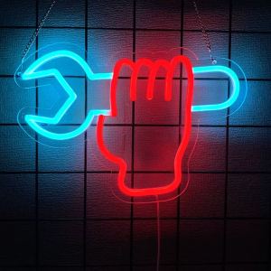 LED Neon Skylt – Mekaniker (32x16cm) till garage/hem/kontor