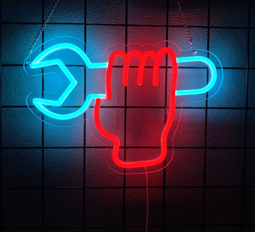 LED Neon Skylt – Mekaniker (32x16cm) till garage/hem/kontor 1 LED Neon Skylt – Mekaniker (32x16cm) till garage/hem/kontor