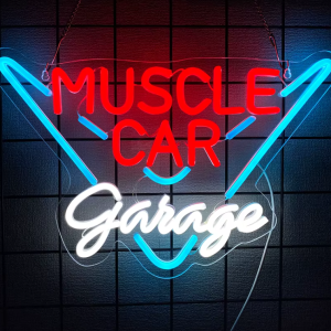 LED Neon Skylt – Muscle car garage (41x27.5cm) till garage/hem/kontor