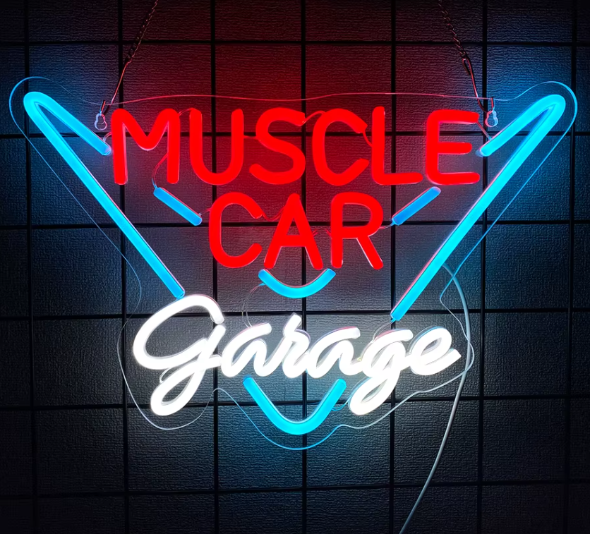 LED Neon Skylt – Muscle car garage (41x27.5cm) till garage/hem/kontor 1 LED Neon Skylt – Muscle car garage (41x27.5cm) till garage/hem/kontor