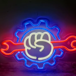 LED Neon Skylt – Mekanikern (36x24cm) till garage/hem/kontor