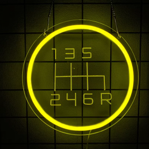 LED Neon Skylt – Manuell växel (27x27cm) till garage/hem/kontor