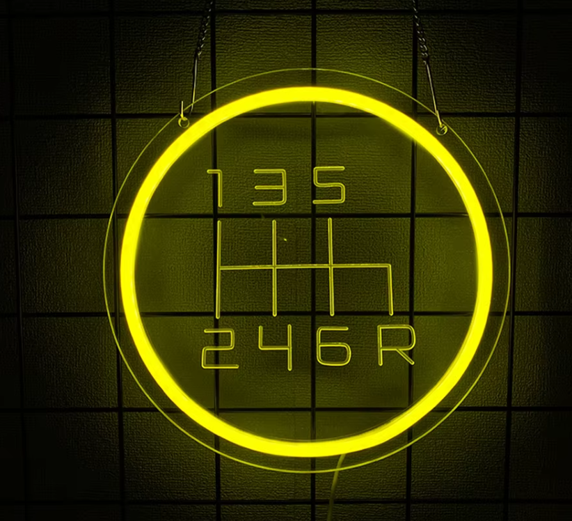 LED Neon Skylt – Manuell växel (27x27cm) till garage/hem/kontor 1 LED Neon Skylt – Manuell växel (27x27cm) till garage/hem/kontor