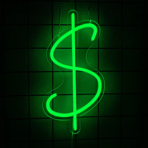 LED Neon Skylt – Dollar (35x18cm) till garage/hem/kontor
