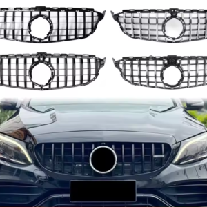 Mercedes GT-grill AMG look panamerican C-klass W205 19-21 facelift med & utan kamera (Helsvart/Krom)