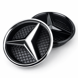 Mercedes C-klass W205 15-18 komplett stjärna till grillen - Blanksvart/krom